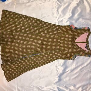 Little Journeys Chicago Olive Pink Polka Dot Floral Print Cotton Dress